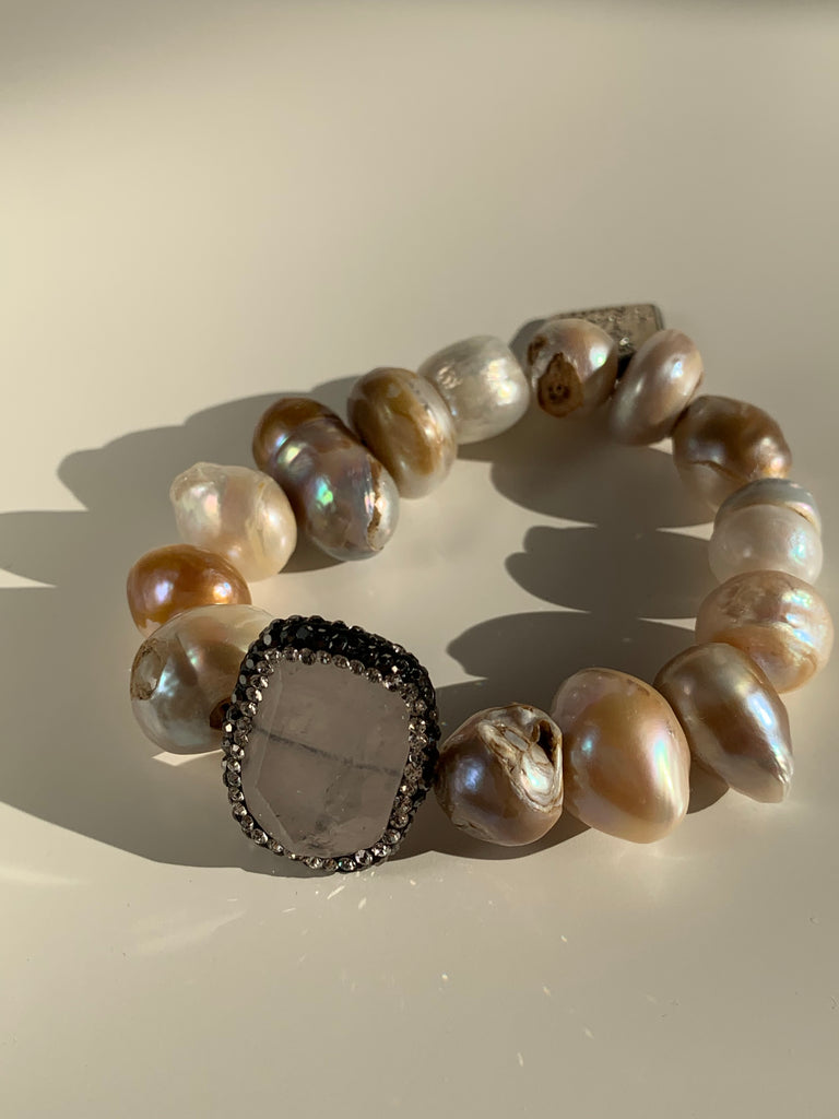 Elastic Bracelet Freshwater Baroque Pearls