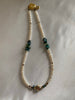 Pearl choker necklace with Turquoise and Hematite